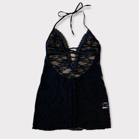 Black Lace Mini Open Exposed Sheer Back Lingerie - Picture 2 of 11